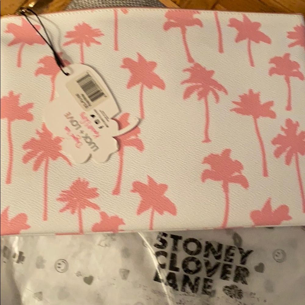 Pink and white clutch